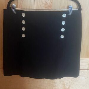 Loft Classic Black Mini Skirt with Decorative Buttons size 12